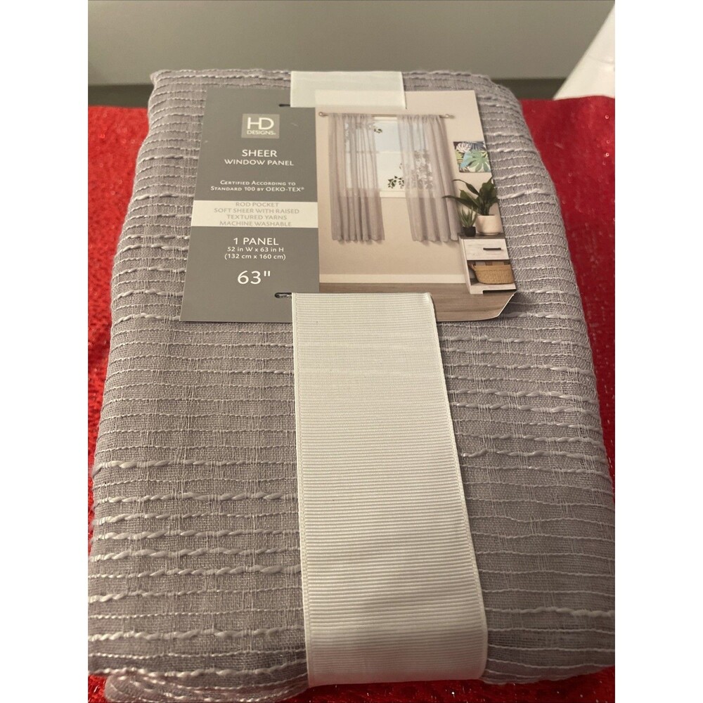 Hd Designs Sheer Window Panel Light Gray Raised Textured 63”